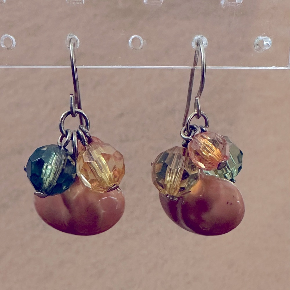 Pumpkin & Beads Wire Earrings